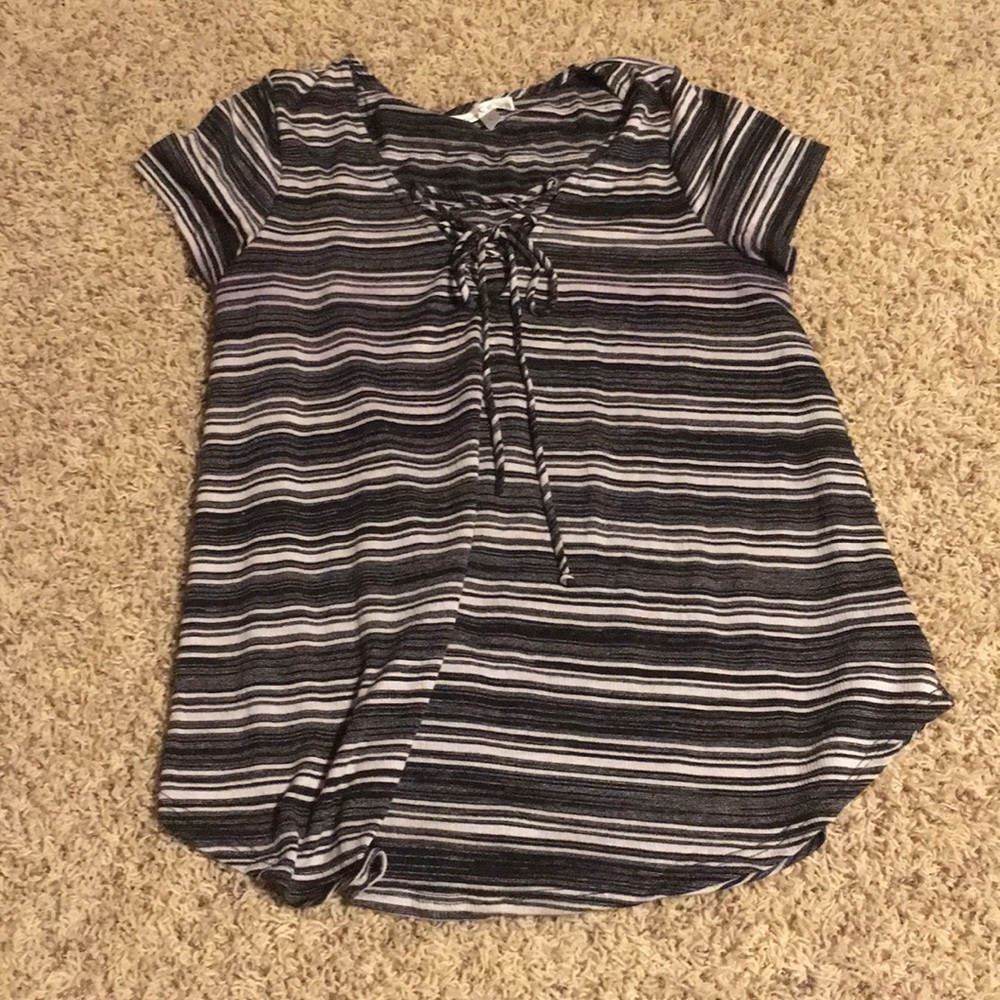 Striped tie up shirt